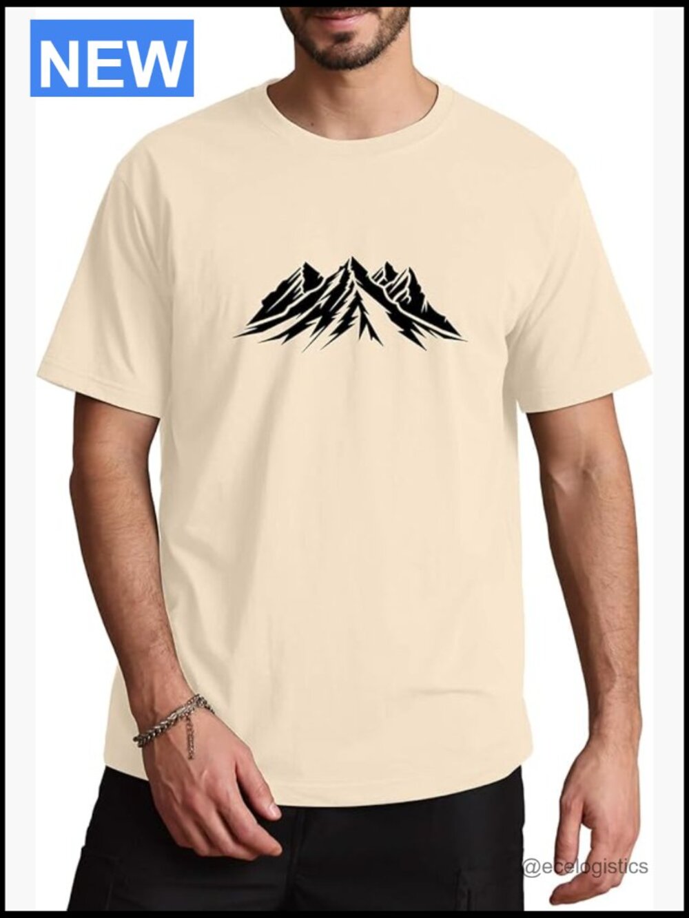 Mountain Graphic Tee 100% Cotton Short Sleeve Casual T-Shirt for Men